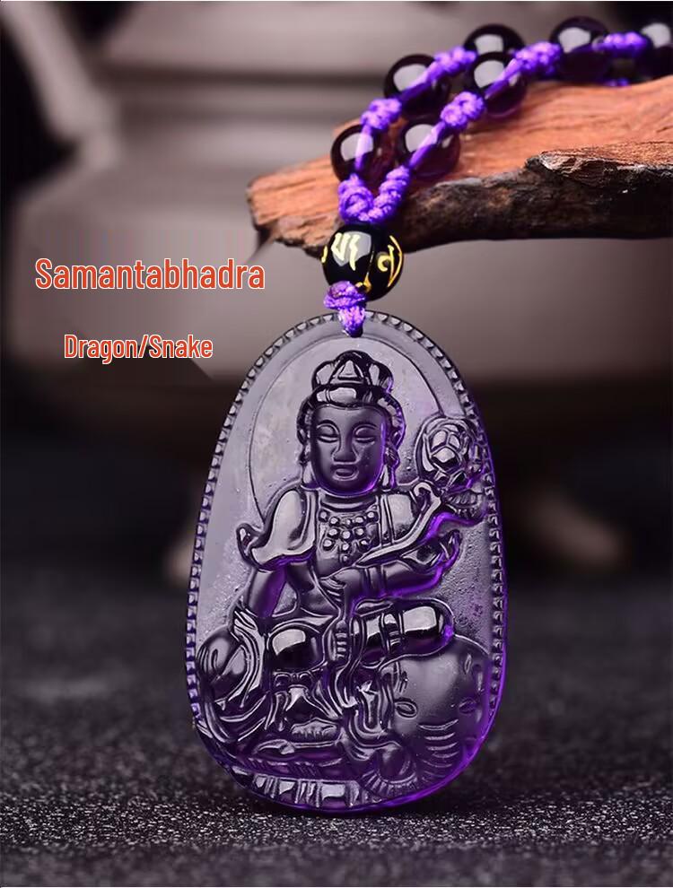 Purple Glaze Guardian Zodiac Charm Pendant: Thousand-Hand Guanyin Bodhisattva Gift