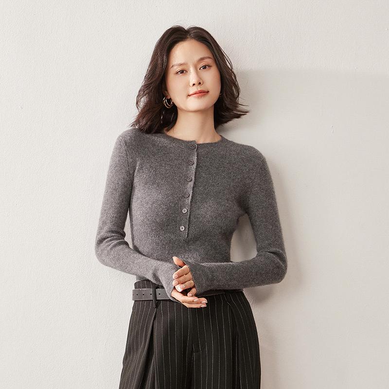Lekasha Women's Round Neck Cashmere Sweater - New Spring/Autumn Knitted Pullover