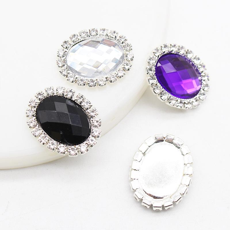 20x24mm Oval Acrylic Rhinestone Flatback Buttons for Handmade Jewelry and DIY Clothing Accessories