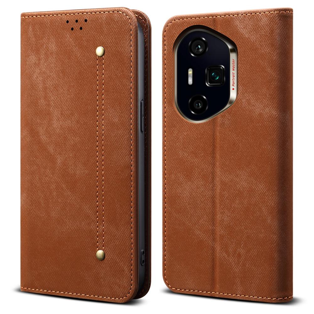 For Honor 400 Pro Case Jeans Cloth Texture Anti-Scratch Leather Stand Phone Cover