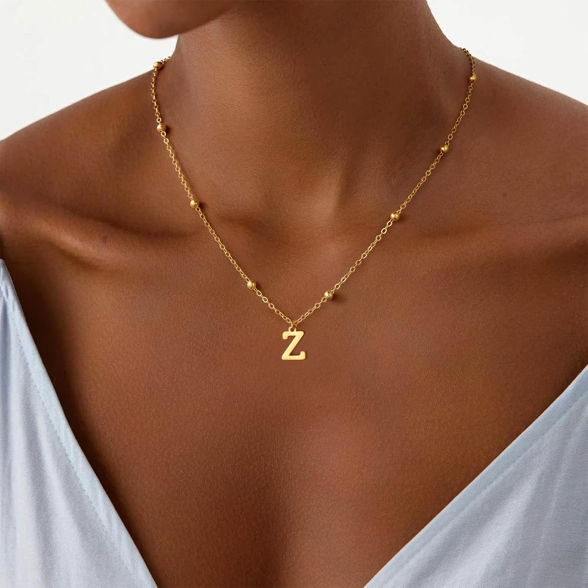 

26-letter Necklace A Niche Affordable Luxury Stainless Steel Design Clavicle Chain A80011 A80011-Z