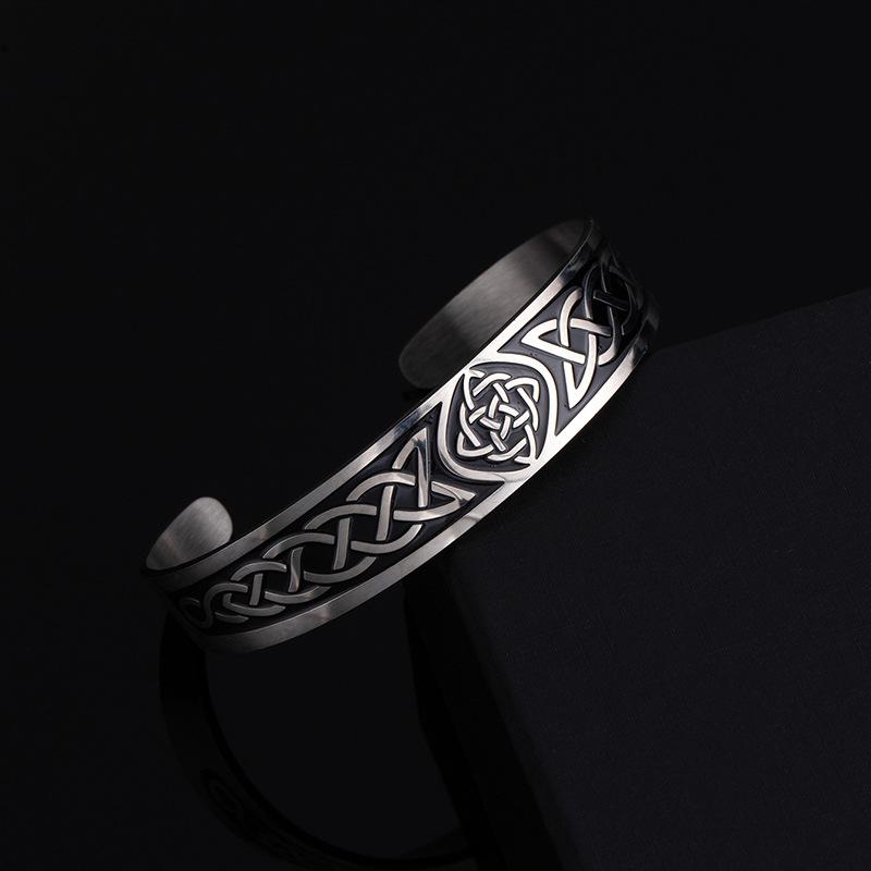 Vintage Bracelet Viking Odin Rune Letter Stainless Steel Open Bracelet Trendy Cool Couple Hand Jewelry