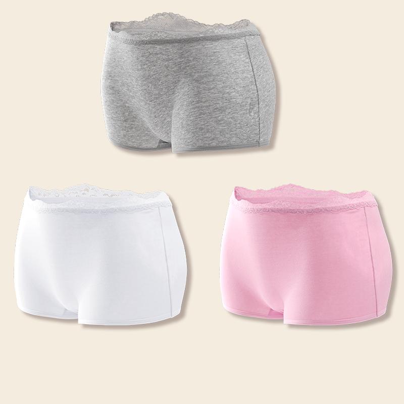 3Pcs Women's Cotton Boxers Panties Seamless Lace Satin Underwear Female Briefs Cozy Lingerie Sports Intimate Underpants S-XXL