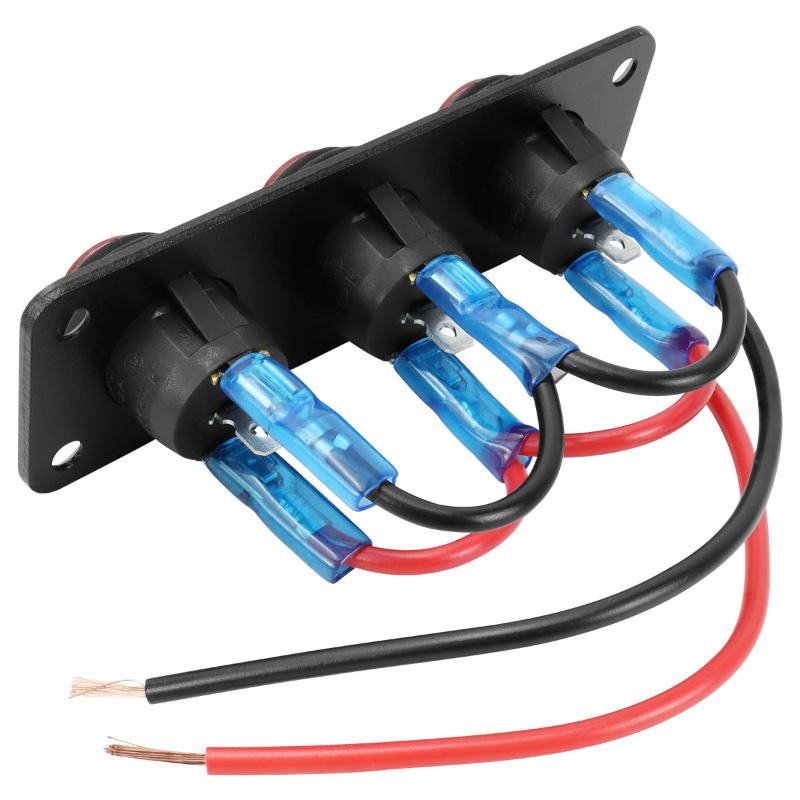 1-6 Gang Rocker Switch Panel 12V Waterproof On-Off Toggle Switches With Red LED Light For Automotive,Boat,Truck Vehicles