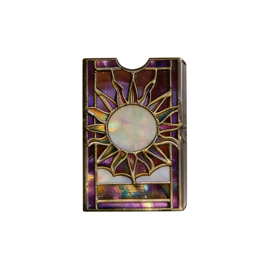 Kartenhalter im Buntglasstil mit Sonnenmotiv Rechteckiges schmales Portemonnaie Künstlerisch gemustertes Design für den täglichen Gebrauch
