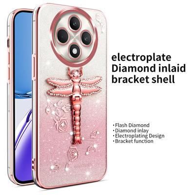 KADEM For Oppo Reno12 F 5G/F27 5G Case Dragonfly Kickstand TPU Flowers Glitter Phone Cover