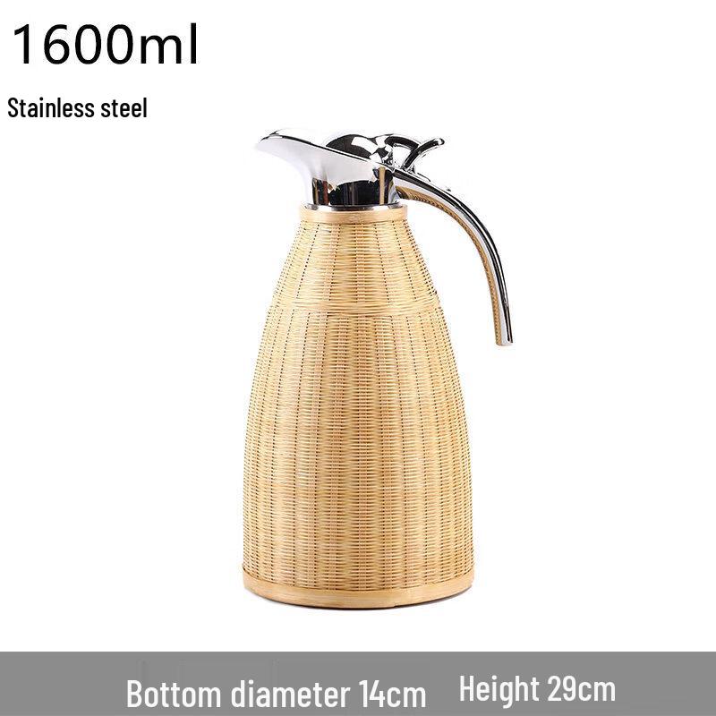 Artisan Stainless Steel Insulated Flask with Bamboo Weave, 2.0L