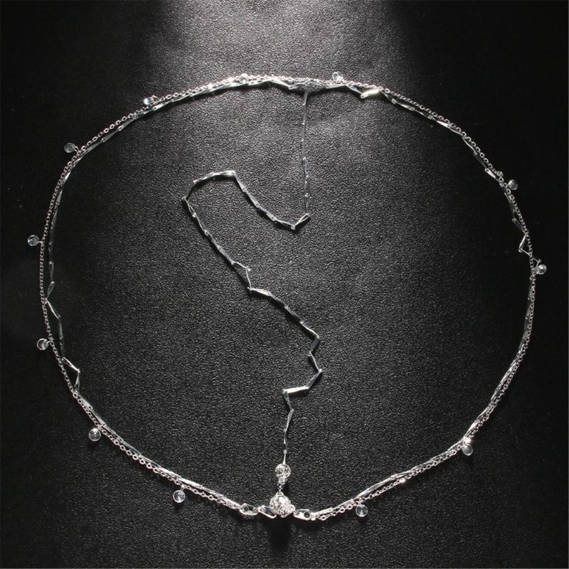 Elegant Crystal Head Chain Stylish Forehead Chain Jewelry Multilayers Tassels Rhinestone Hairpiece for Women Girls