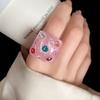 Exaggerated Geometric Ring Candy Color Big Dome Plain Ring Resin Rhinestone Ring  Women
