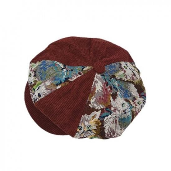 Женская 8-панельная вельветовая кепка Кепка газетчика Шляпа художника Берет Оверсайз Ретро