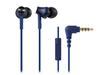 Audio-Technica ATH-CK350iS BL In-Ear Smartphone Earphones with Remote and Microphone, Blue