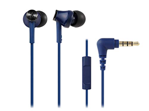 Audio-Technica ATH-CK350iS BL In-Ear Smartphone Earphones with Remote and Microphone, Blue