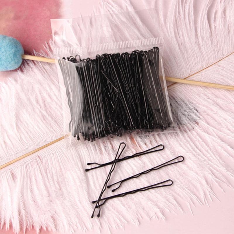 100 Stück Damen 5/6 cm Haar gewellt U-förmige Haarnadel Spange Salon Griffclip Braut Haarnadeln Schwarzes Metall Haarschmuck für Dutt