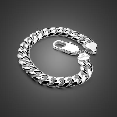 Mode Männer Punk Schmuck 100 %925 Sterling Silber Armband Männlichen Dicken Kubanischen Link Kette Armband Armreif