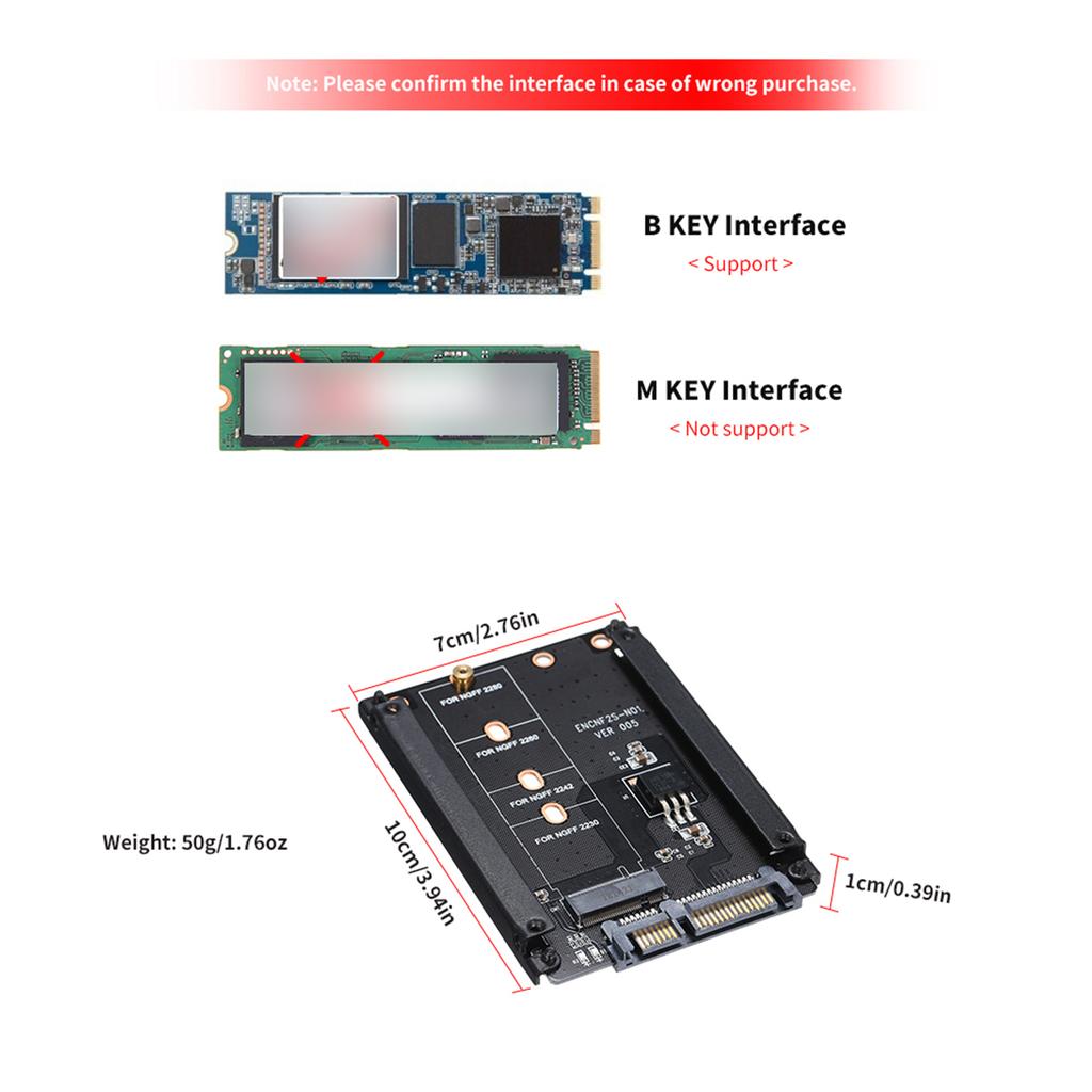 NGFF To SATA Adapter Card M.2 KEY B M SSD SATA3.0 Converter Support Model 2230  2242 2260 2280