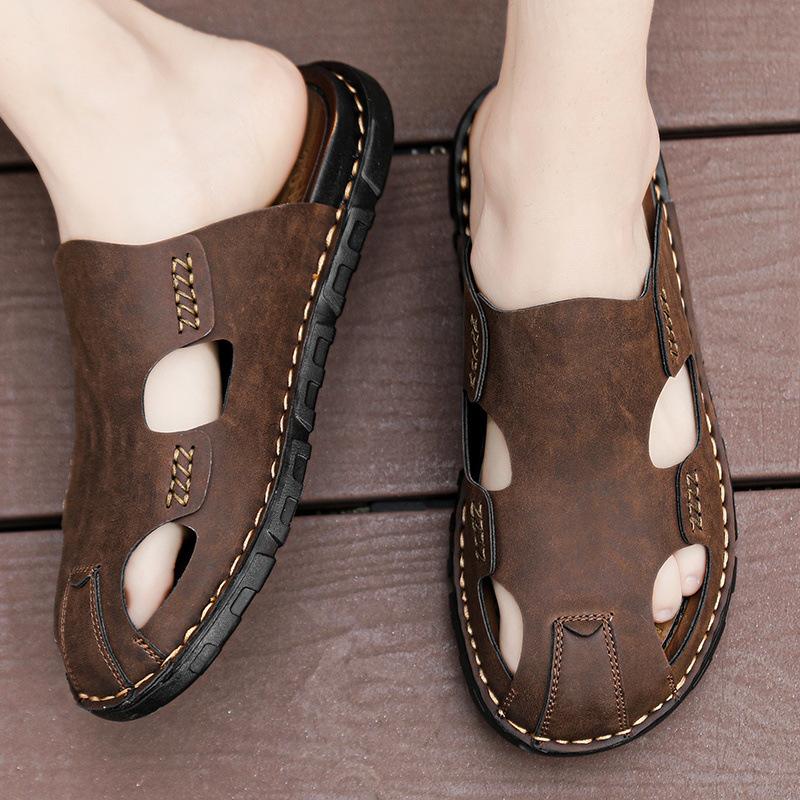 Large Size Men's Cool Slippers Baotou Shoes Hiking Men's Fashion Slippers One-pedal Trendy Shoes Casual