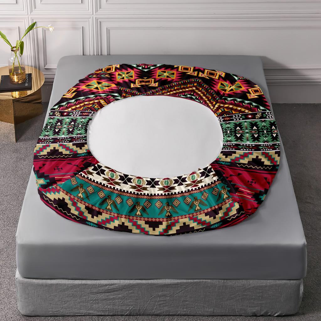 Bohemian Soft Brushed Bed Sheet Set 3Pcs Skin-Friendly Comfortable Fitted Sheet Pillowcase Bed Cover