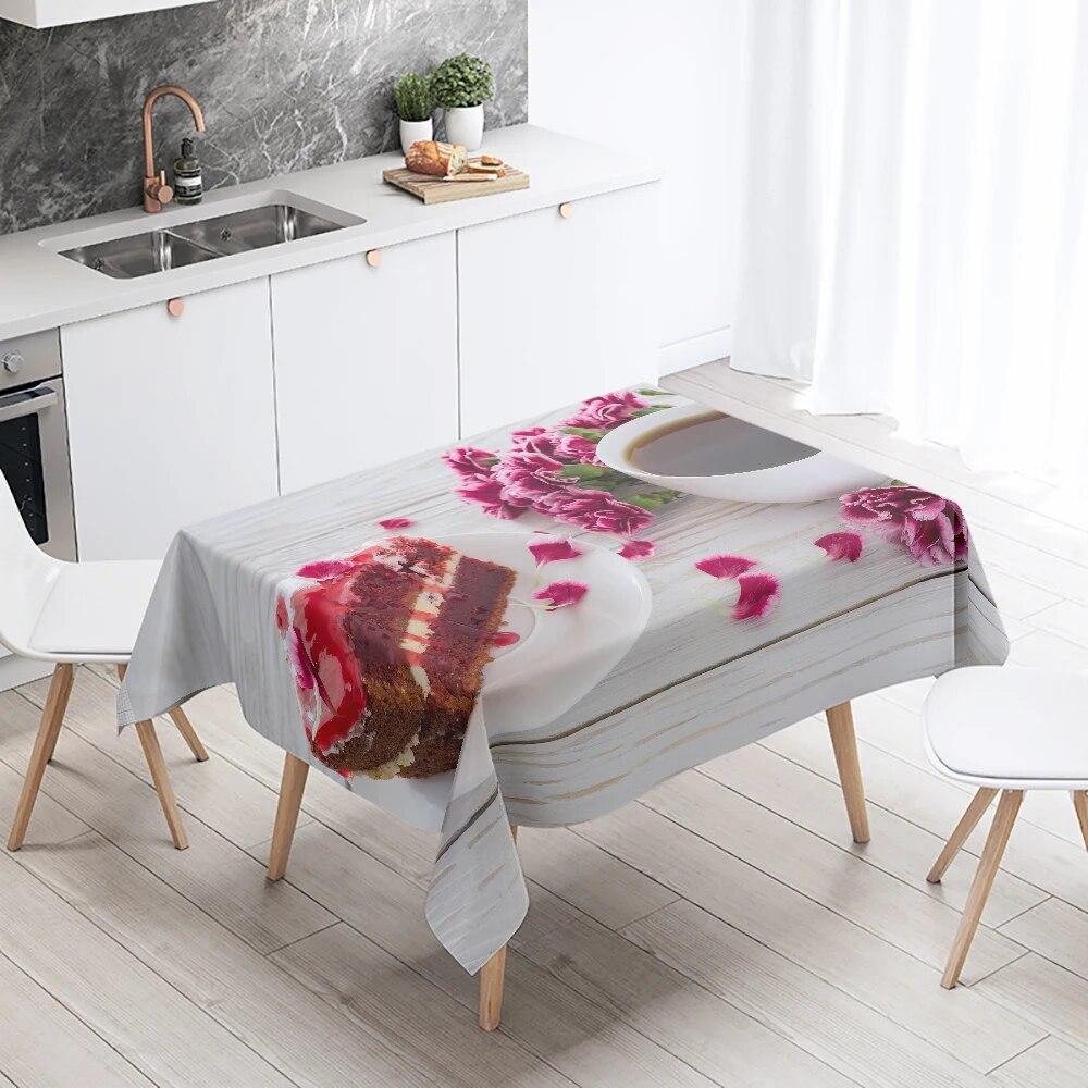 Fata de Masa Imprimata Tort Gourmet Decor pentru Ziua de nastere Masa Restaurant Bucatarie Rezistenta la Pete Impermeabil