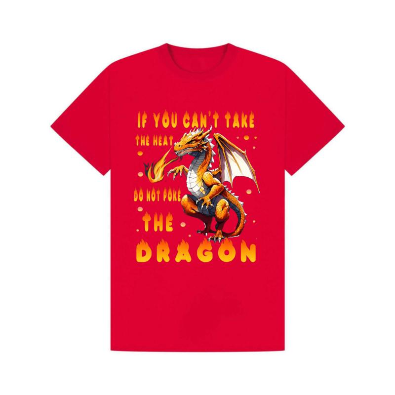 If You Can't Take The Heat Do Not Poke The Dragon T-Shirt - Fun Casual Graphic Tee Featuring a Fire-Breathing Dragon, Ultimate Gift for Fantasy