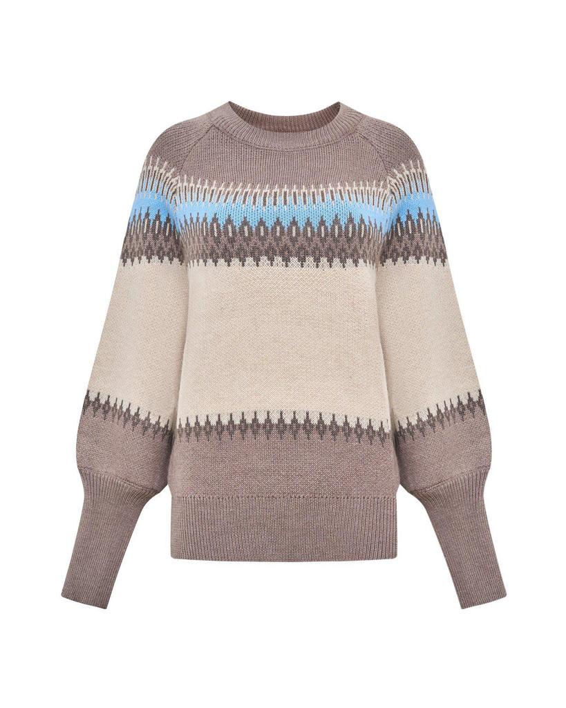 European & American Retro Patchwork Knit Sweater - Autumn/Winter, Round Neck, Long Sleeve