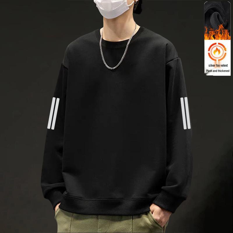 

2025 Unisex Versatile Long-Sleeve Round-Neck T-shirt with Plus Velvet Hoodie - Autumn/Winter Collection 3XL (145-160 lbs)