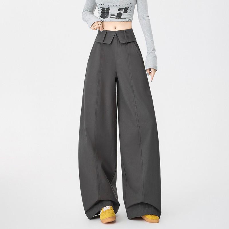 American-Style Ruffled Waistband Cargo Pants: 2026 Fashionable Slimming Women s Wide-Leg Balloon Pants for Spring/Summer S