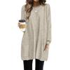 Fashion Women Knit Long T-shirts Women Loose Fit Long Sleeve Pockets Pullover Sweater Casual Autumn Winter Solid Color Chunky Knit Top