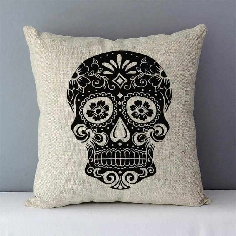 Post-modern Style Couch Cushion Cover Skull Printed Home Decorative Pillows Square Size  Seat Back Cushions Pillowcase