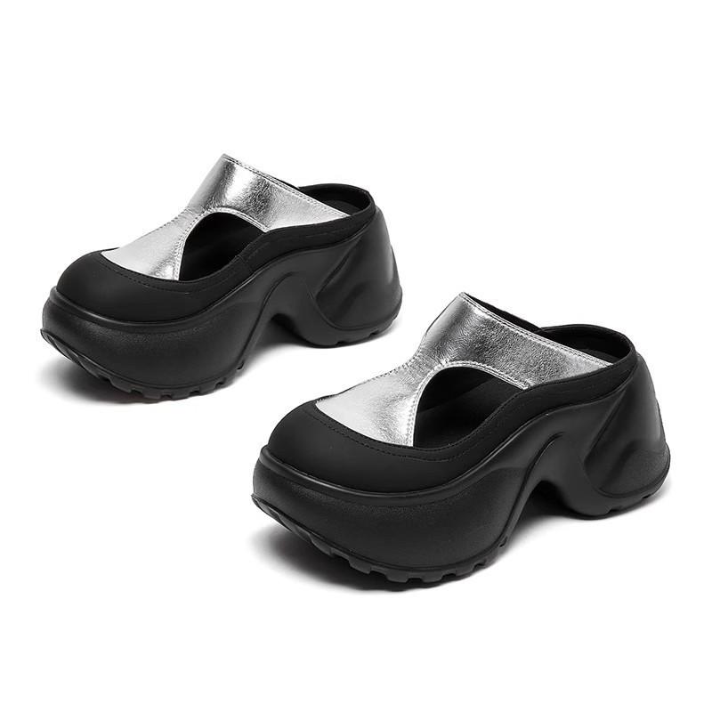 Baotou half slippers women s outer wear summer new hollow breathable sandals thick-soled thick-soled women s shoes 40