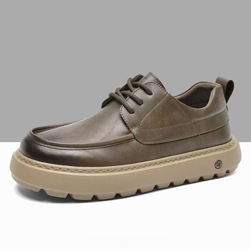 Herren Europäische Lederschuhe: 2025 Herbst/Winter, Atmungsaktiv, Dicke Sohle, Höhenverstärkend, Vielseitige Freizeitsneaker.