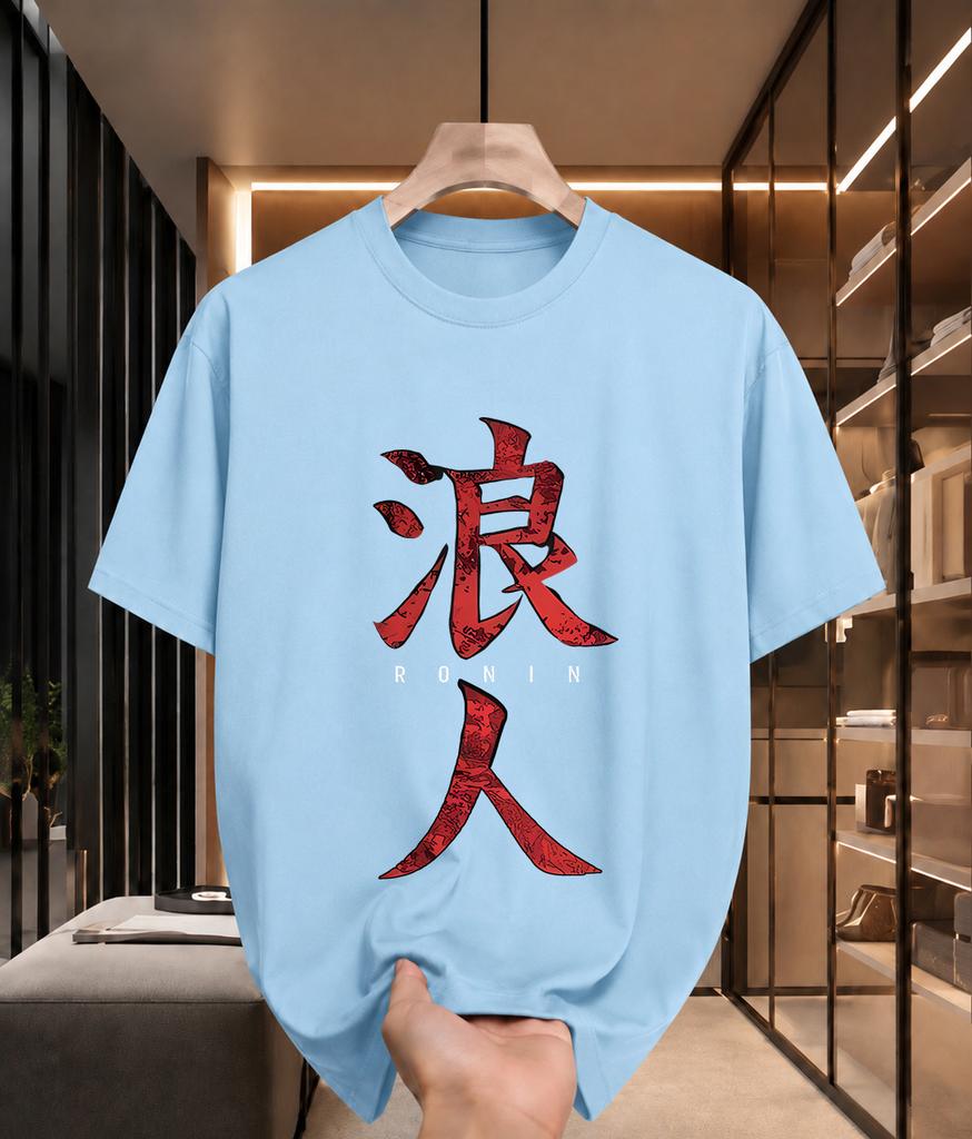 2026 New Cotton Tshirt Ronin Japanese Kanji Print Streetwear Fashion Short Sleeve Tee