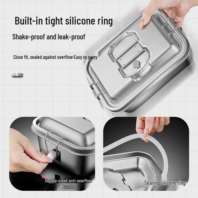 SikaiZhuo 304 Stainless Steel Leak-Proof Bento Lunch Box 1.1L
