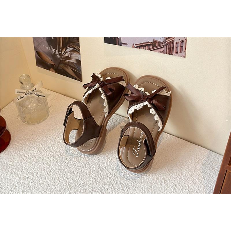 Kinder Sandalen Mädchen Sommer Flache Prinzessin Schuhe Mit Schleife Spitzenbesatz Bequemes Lässiges Design Für Kinder Frühling Und Sommer Mode Schuhe