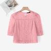 ZANZEA Womens Casual Hollow Lace Patchwork Summer 3/4 Sleeve Blouse