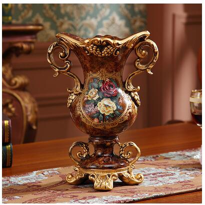 European Resin Vase+Artificial Flower Set Decor Home Livingroom Decoration TV Cabinet Cafe Flower Arrangement Flowerpot Crafts
