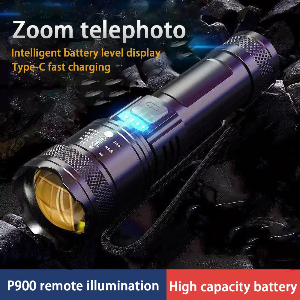 New P50 Powerful Long-Range Zoom Aurora Flashlight Ultra-Strong Beam with Adjustable Focus For Outdoor Patrol Exploration