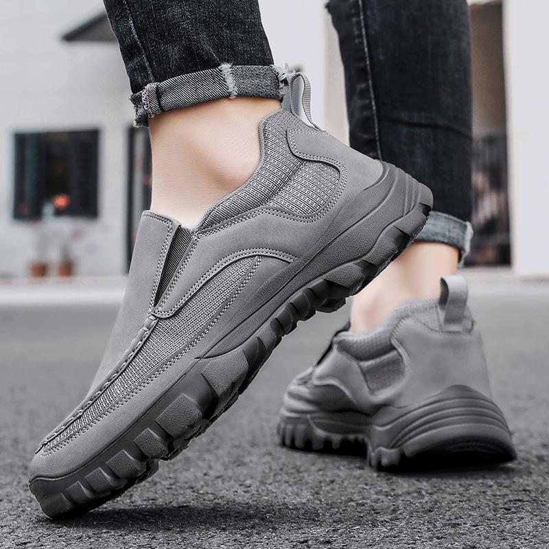 

Leather Casual Shoes Men Sneakers Outdoor Men Shoes Breathable Flats Shoe Hot Sale Platform Slip On Men Loafers 2026 39 серый