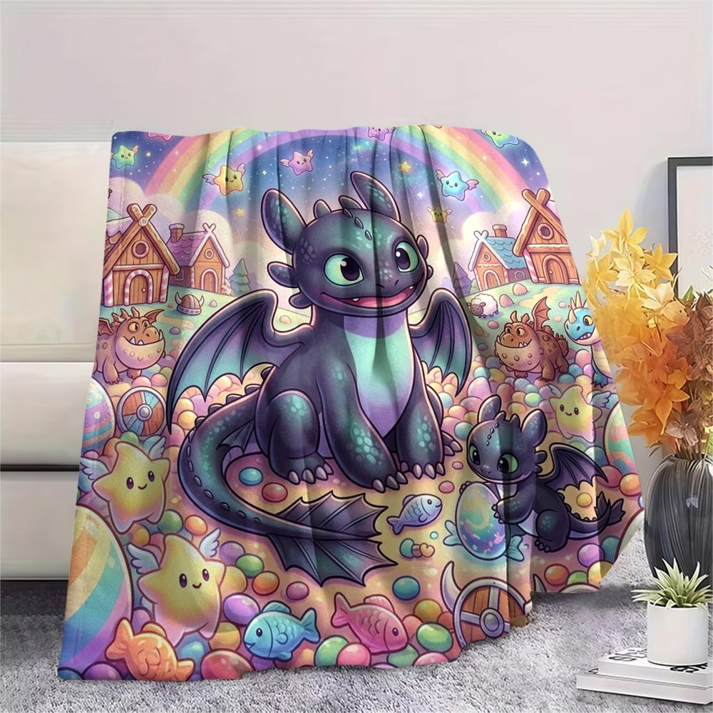 Toothless Night Fury Print Flannel Blanket, Ultra Soft High Quality All Seasons Warm Throw, Home Decor Cozy Blanket, Perfect Christmas Gift