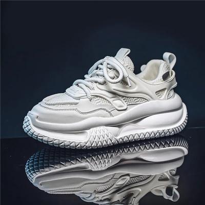 Sneakers Chunky da Uomo Scarpe Sportive di Marca Moda Casual Pelle Microfibra Rete Traspirante Aumento Altezza Scarpe con Plateau Piatto