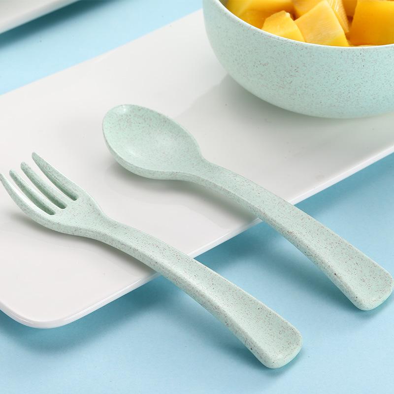 Aiside Kids' Wheat Fiber Fork and Spoon Set - Creative Two-piece Tableware Gift