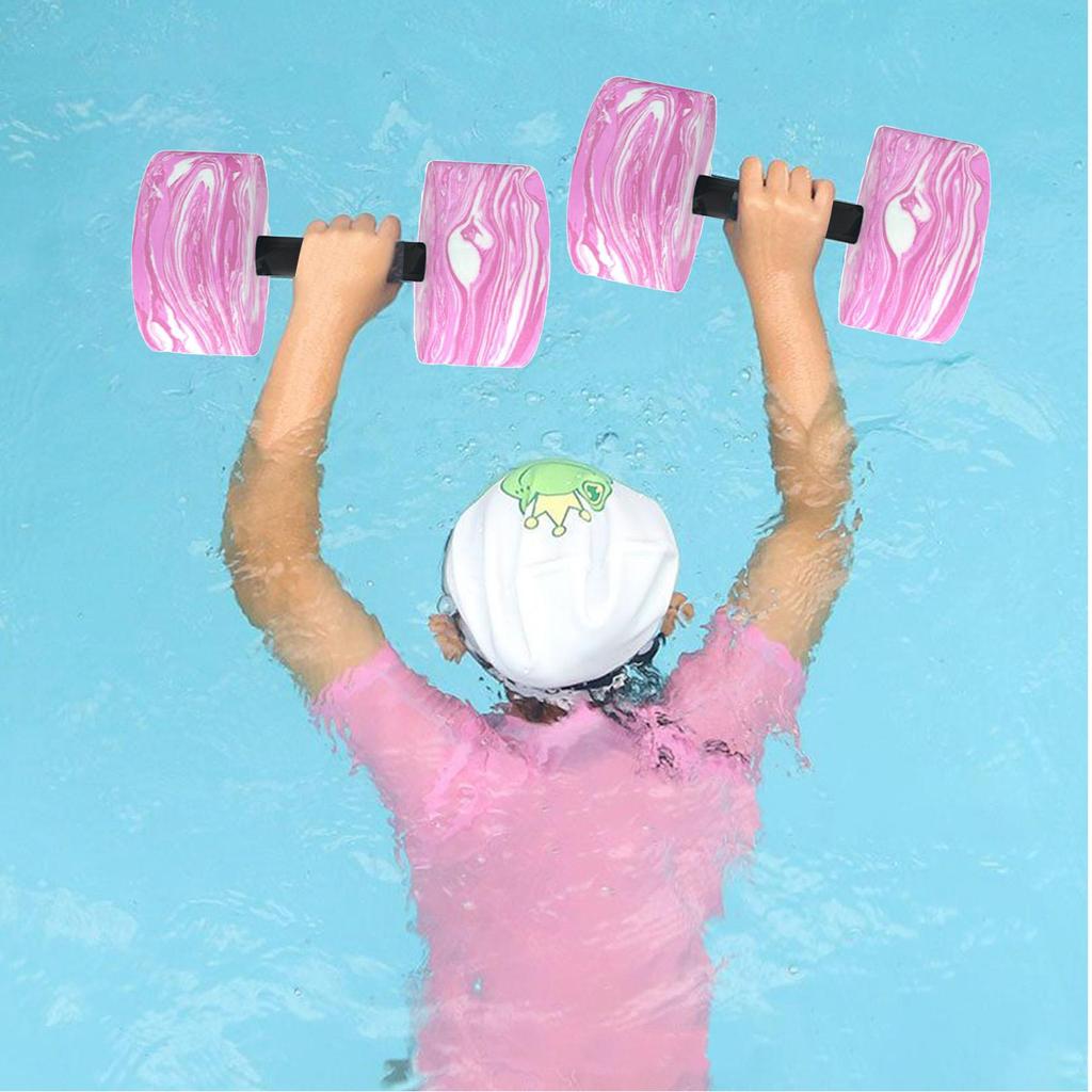 2pcs EVA Water Foam Floating Dumbbell Swimming Pool Water Weight Aerobics Automatic Float Aquatic Barbell Swim Fitness Dumbbell