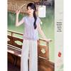 Elegant Chinese Style Short Sleeve Top & Pants Set