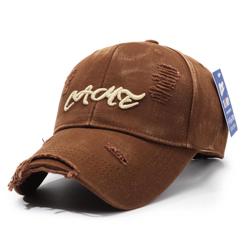 Distressed Baseball Cap Women Unisex Trendy Embroidered Letter Sun Visor Dad Hat