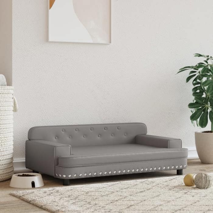 VidaXL Dog Bed, Pet Sofa with Wooden Frame, Basket for Puppies Indoor House, Grey 171879