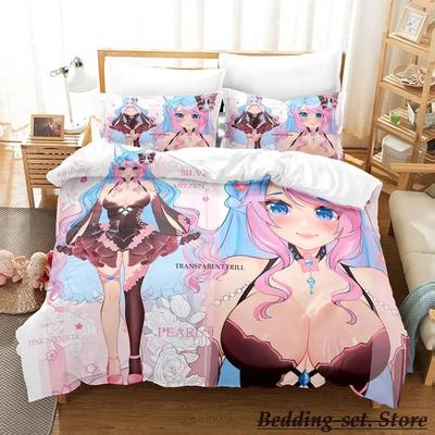 Sexy Dívky Silvervale VTuber Povlečení Jednolůžko Twin Plné Královské Velikost Postele Dospělí Děti Ložnice Povlak na Peřinu Anime Kawaii