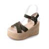 Summer New Sandals Women's Muffin Wedge Heel Platform Sandals Waterproof Table Solid Color Suede Women's Sandals