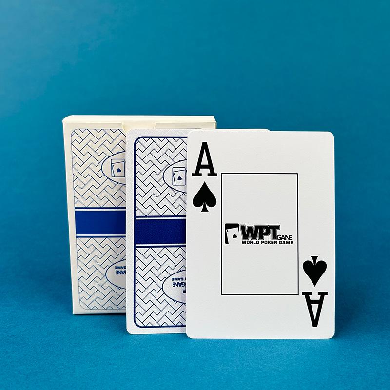

WPT Texas Hold em Poker Cards: Large Print, Customizable Waterproof Frosted PVC, Wide, Fold & Wear Resistant.