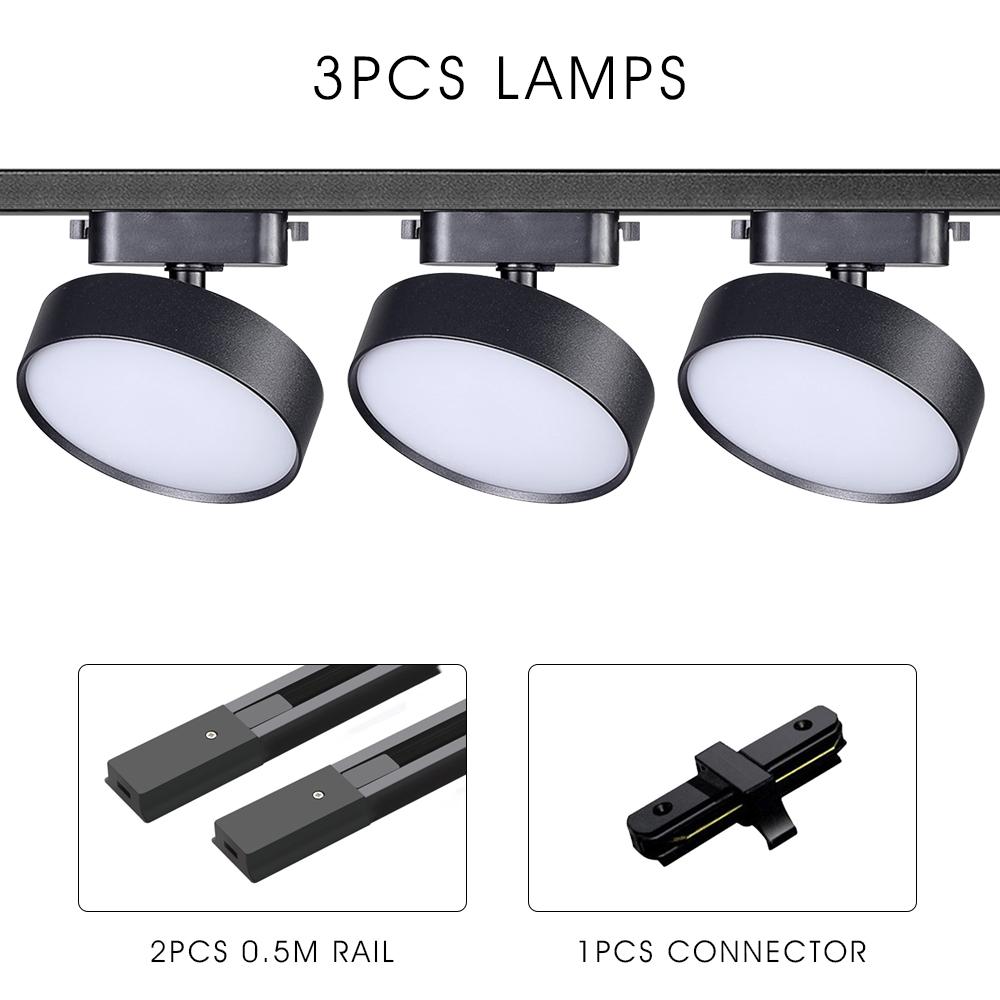 

2 провода комплект светодиодный трековый светильник AC110V 220V 18W 12W 9W 7W черный алюминиевый трековый светильник точечный светодиодный для дома кухня магазин одежды 7W&Natural White