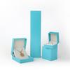 Scatola Portagioie Quadrata Tiffany Blue con Grana di Pelle per Anello, Ciondolo, Bracciale e Accessori