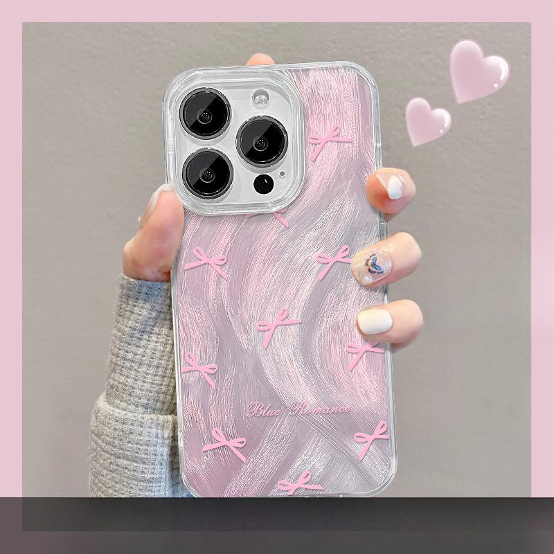 Suitable for Huawei Pura70 Mobile Phone Case Mate60/50pro Blue Bow Bracket Nova12/7 Feather Yarn Laser